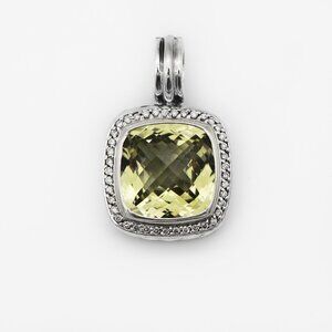 David Yurman Albion Prasiolite & Diamond Halo Enhancer Pendant